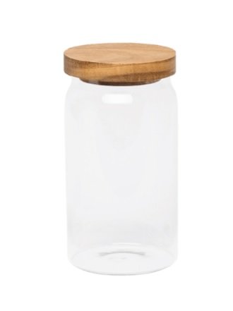 Frasco Vidrio Tapa Acacia 700ml 17cm