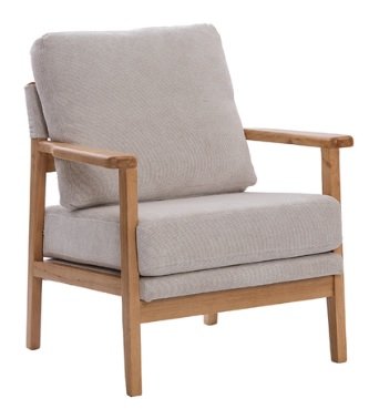 Sillon Haru Chenille Beige Base Natural - S24039NBE