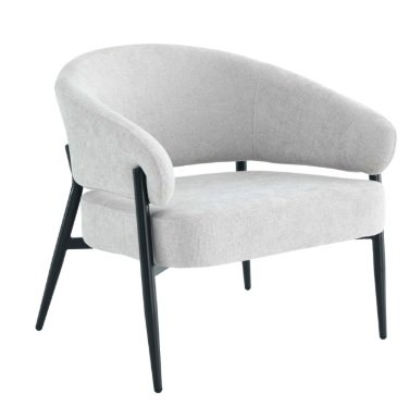 Sillon Zambia Chenille Beige Base Negra - ULK-23S/BE