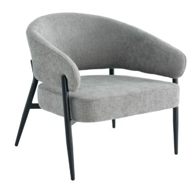 Sillon Zambia Chenille Gris Claro Base Negra - ULK-23S/GC